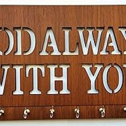 My Dream Carts God Always with You Key Holder for Wall Stylish, Wooden Key Hanger, Key Stand, Keychain Hanger, Key Chain Holders for Home, Wood Wall Mounted, Designer Motivational Quotes Key Holders-29
