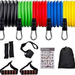 Viulvuk Portable 11 pcs Resistance Bands for Workout for Men | Exercise Rubber Fitness Band for Women | Home Training Gym Kit of Toning Tubes, Door Anchor, Handles, Carry Bag, Legs Ankle Straps-image-88