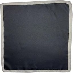 Black Microfiber Pocket Square for Men with Light Grey Border-image-72
