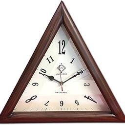 LINE WOOD™ - Vintage Wooden Wall Clock Unique Triangular Design English Numbers Antique Finish for Home, Office, Bedroom, Hall, Living Room, Farmhouse Decor Gift (16 Inch White-Brown)-image-13