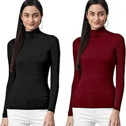 lovo Women's Woollen Warm Full Sleeves High Neck/Inner/Skivvy for Winters Pack of 2-picture-17