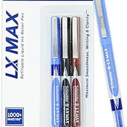 Luxor Schneider LX MAX roller ball pen, Pack of 3-Blue+Black+Red, Needle Tip, 0.5mm, 100% German Technology, 1000+ mtrs writing length, Waterproof Ink, Ideal for Students & Professionals-picture-27