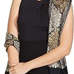 Womens Fine Wool, Silky Nalki Embroidery Needlework Stole, Black-image-45