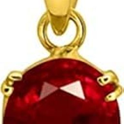 Certified 13.25 Ratti 10.00 Carat A+ Quality Natural Ruby Manik Ashtadhatu Gold Plated Pendant/Locket Gemstone by Lab Certified(Top A+) Quality-5