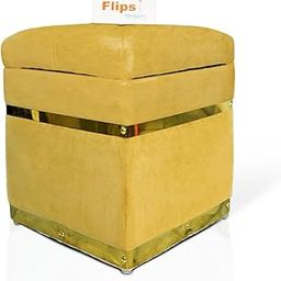FLIPSSHOPPEE Velvet Square Ottoman with Concealed Storage, Square Sitting stools, Appropriate for Living Rooms and bedrooms, Button-Tufted Velvet Storage Ottomans (Yellow)-image-36