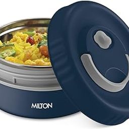 MILTON Snack Box Small I Inner Steel, PU Insulated 350 ml I Leak Proof with Air Vent I Lunch Box for Office Use, School I Dark Blue-picture-23