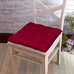 STITCHNEST Microfiber Square Chair Pad/Cushion for Office, Home or Car Sitting with Ties-Pack of 2, 16 X 16 Inch (Maroon)-image-30