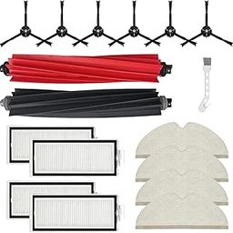 AKUSCON Replacement Parts Compatible With Roborock Q8 Max /Q8 Max +/Q5 Pro/Q5 Pro+ Vacuum Cleaner 2 Main Brush,4 HEPA Filters,6 Black Side Brushes,4 Mop Pads,1 Cleaning Brush,1 screwdriver-19