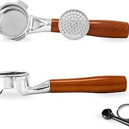 54mm Bottomless Portafilter – Naked for Breville Barista Express, Pro, Touch, Bambino Plus, Infuser, Duo Temp – Rosewood Handle, Flat Base, Includes 18–21 g Filter Basket & Puck Screen-image-33