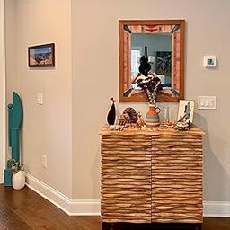 TGF Furniture Store Modern Wooden Storage Cabinet – 2-Door Sideboard with Wavy Textured Panels, Natural Wood Finish, Contemporary Accent Cabinet for Living Room & Entryway-image-8