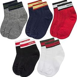 Boys & Girls Pack of 5 Pairs Terry Cotton Ankle Socks (Red,Grey,Black,Dark Blue) -SK797-image-33