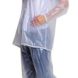 Unisex PVC Waterproof Rainsuit with Hoods and Side Pocket, 100% Waterproof Portable Rainwear (White)-picture-14
