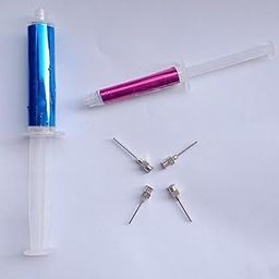 Mehandi or Henna Steel Reusable Needle Size 16,17,18&19Gx3/4 inch-16pcs with 2 Plastic Reusable Syringe 10&3ml *Birds' Park*-0