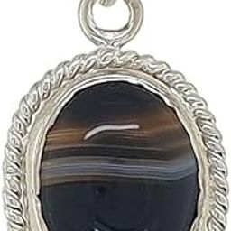 925 Sterling Silver (Chandi) 8 Carat Natural Sulemani Hakik (Agate) Gemstone Pendant (Chandi Locket)-image-31