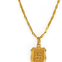 22K Micro Gold-Plated Pendant with Swastika Symbol | Swastik Necklace | Religious Events | Pendant Necklace | Jewellery for Women | Traditional Symbol Pendant Set for Men and Women-image-28