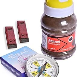 Amtrox Combo Pack of Pure Iron Filling Fine Powder 200g, 2 Pcs Bar Magnets 2 Inch, 1 Pcs Compass 1.5 Inch (For Science Experiment)-image-30