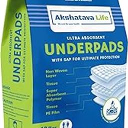 Akshatava Life Super Premium underpads (90*60cm) Large Size | Pack of 1 | Stick Tuckable Underpads | Adult Disposable Incontinence Pads| 5 Layers high Absorption Protection | 10 Pcs/Pack Pack of 1-image-0