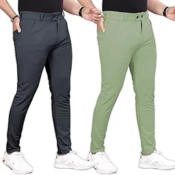 gibbonte Men's Formal Slim Fit Trousers | Mid-Rise Solid Pants with Button Closure | Perfect for Office (Pack of 2)-picture-16