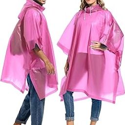 AllExtreme EVA Poncho Raincoat Transparent Hooded Water Resistant Rain Jacket with Sleeves for Women Men (Pink)-image-39