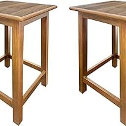 Combo Pack of Handmade Laminate Teak Wood Seating Table | Wooden Stool | Table Medium Size Stool (12x12x20) Inch Light Brown Color Natural Finish-picture-1