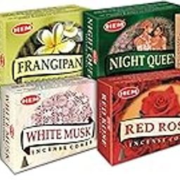 HEM 6-in-1 Incense Cone Collection | Charcoal-Free | Clove Cinnamon, Red Rose, White Musk, Frangipani & Night Queen | Ideal for Puja, Meditation & Relaxation | 120 Cones | 20-25 Min Burn Time per Cone-picture-20