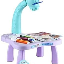 Hozhub Plastic Frozen Drawing Kids Projector Set Painting Desk Table with Patterns & Colorful Water Pens Table Lamp for Better Creativity & Education Board Game for Kids (1 Set)-4