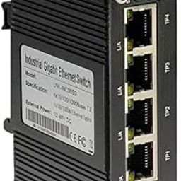 Mini Industrial 5 Ports Gigabit Switch Hardened 5 Port RJ45 10/100/1000Mbps Ethernet Switch Din Rail Mount Ethernet Switch Wall Mounts Included (-40 to 167 ºF) 10Gbps Switching Capacity-5