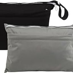 babygoal Wet Dry Bags for Baby Cloth Diapers, Washable Travel Bags, Beach, Pool, Gym Bag for Swimsuits & Wet Clothes with 2 Pockets 3 Pack 2LNS01-IN-18