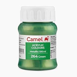 Camel Camlin Kokuyo Acrylic colours 100ml, Non-Toxic, Pack of 2 (Metallic Green, 264)-picture-20