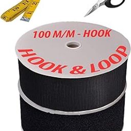 Black Colour Hook and Loop Tape Fasteners with Tailoring Tape + Easy Grip Scissor (100 mm Width x 5 Mtrs)-image-80