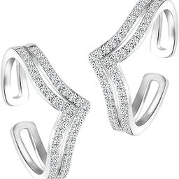 Cubic Zirconia Studded Adjustable Toe Rings Stylish Bichiya Jewellery for Women-86