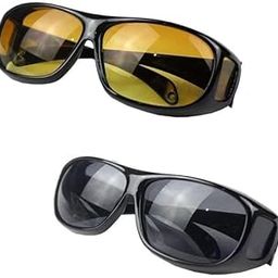 HD Vision UV Protection Bikes and Car Anti-Glare Polarized Sunglasses Unisex Goggles Fit Over Prescription Glasses Bike Riding Car driving For Men Women Combo Pack of 2-18