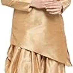 sydney heights Men Dupion Silk Kurta and Patiala Dhoti Set (Shine gold and Shine gold) 40-picture-0
