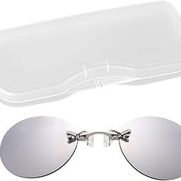 Clip On Nose Sunglasses with Carry Case Rimless Sun Glasses for Unisex Silver Clothing, Shoes & Accessories | Womens Accessories | Sunglasses & Fashion Eyewear | Sunglasses-12
