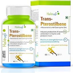99% Pure Trans-Pterostilbene with Resveratrol | Potent Antioxidant | High Bioavailability | Promotes Healthy Ageing | Skin Health (1 pack X 60s count)-1