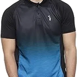 campus sutra Men's Black and Blue Ombre Dri-Fit Activewear T-Shirt Regular Fit for Casual Wear | Structured T-Shirt Crafted with Comfort Fit and High-Performance for Everyday Wear-picture-49