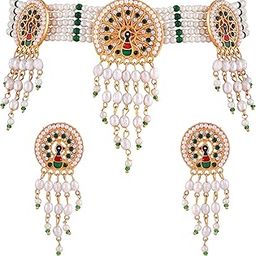 Traditional Peacock Meenakari Choker Set|Ethnic Pearl Layer Jewelry for Wedding & Festive Looks – OSSP-0016-IGGN NKER-11