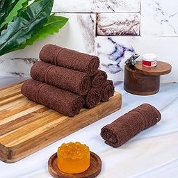 JENNY DENIAL 100% Cotton Unisex Soft Face Towel Super absorvent and Quick Dry 500 GSM Size (12 * 12) inch Combo Pack of 10pc Set Color (Brown)-6