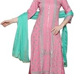 Cotton Kurta Set for Woman | Dark Green Printed 3 Piece Aline Suit with Pant & Chiffon Dupatta-image-22