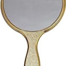 Golden Handheld Salon Barbers Hairdressers Mirror with Large Grip Handle-image-36