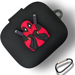 Kapture Soft Silicone Case Compatible With Oneplus Buds 3 Cover,Oneplus Buds 3 Case Cover With Hook,Oneplus Earbuds 3 Case Cover With Silicone 360° Protection Dust-Proof Shockproof (Deadpool-2),Black-31