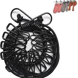 RA8 PRODUCTS 1 Pack Portable Clothesline, Elastic Travel Washing line Adjustable Retractable Windproof Rope Clothes line with 12 Wire Clips for Outdoor Camping Travel Clothes Laundry Drying-17