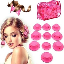 ZTOCOZ 10 Pcs Pink Magic Silicone Hair Rollers Heatless Curling Rod Headband Include 5pcs Large Overnight Hair Curlers & 5pcs Small Curlers for Women Girls Long and Short Hair(Hair Rollers)-42