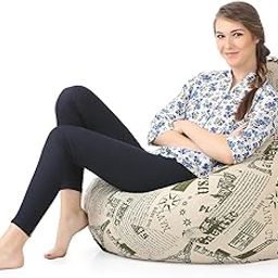 Style Homez Classic Cotton Canvas Abstract Printed Bean Bag XXL Size Filled with Beans Fillers-picture-23
