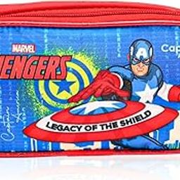 Pencil Pouch | Multi-Purpose Travel Pouch | 2 Compartments Utility Pouch | Waterproof Stationary Bag | Geometry Box | Marvel Captain America | Blue & Yellow-picture-31