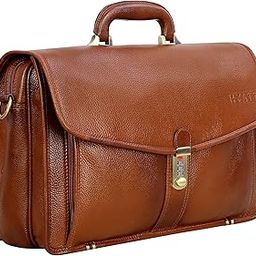 24 litres Capacity TAN Leather Laptop Briefcase Bag for Men (L-17 X H-14 X W - 5 Inch)-image-43