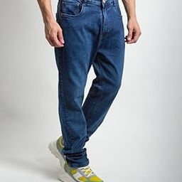 Men's Wide Leg Jeans Relaxed Fit Cotton Denim Dark Blue Straight Leg Pants with Flap Pockets Casual Workwear Size 40-image-10