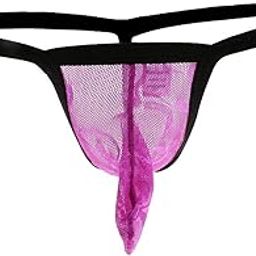 Men's Bulge Pouch G-String Thong T-Back Underwear Briefs M Purple-picture-11