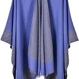 CALANDIS™ Ladies Warm Shawl Wrap Open Front Poncho Cape Winter Cardigan Sweater Blue | Scarves & Wraps | Womens Accessories-image-73