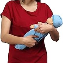 Sillyboom Premium Cotton Solid Women's Pregnancy Maternity Feeding T-Shirt, Nursing Top Tee Round Neck Half Sleeves T-Shirt for Pregnant Women (Charcoal Melange, L)-image-14